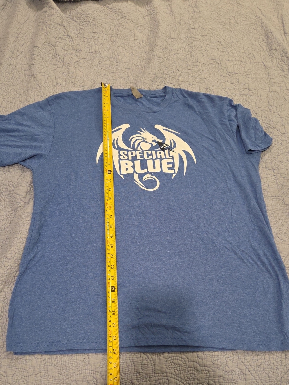 Next Level Apparel Light Blue Graphic Tee with White Dragon Logo - Picture 7 of 7
